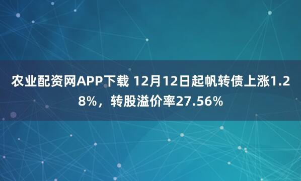 农业配资网APP下载 12月12日起帆转债上涨1.28%,转股溢价率27.56%
