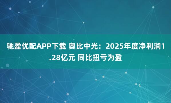 驰盈优配APP下载 奥比中光：2025年度净利润1.28亿元 同比扭亏为盈